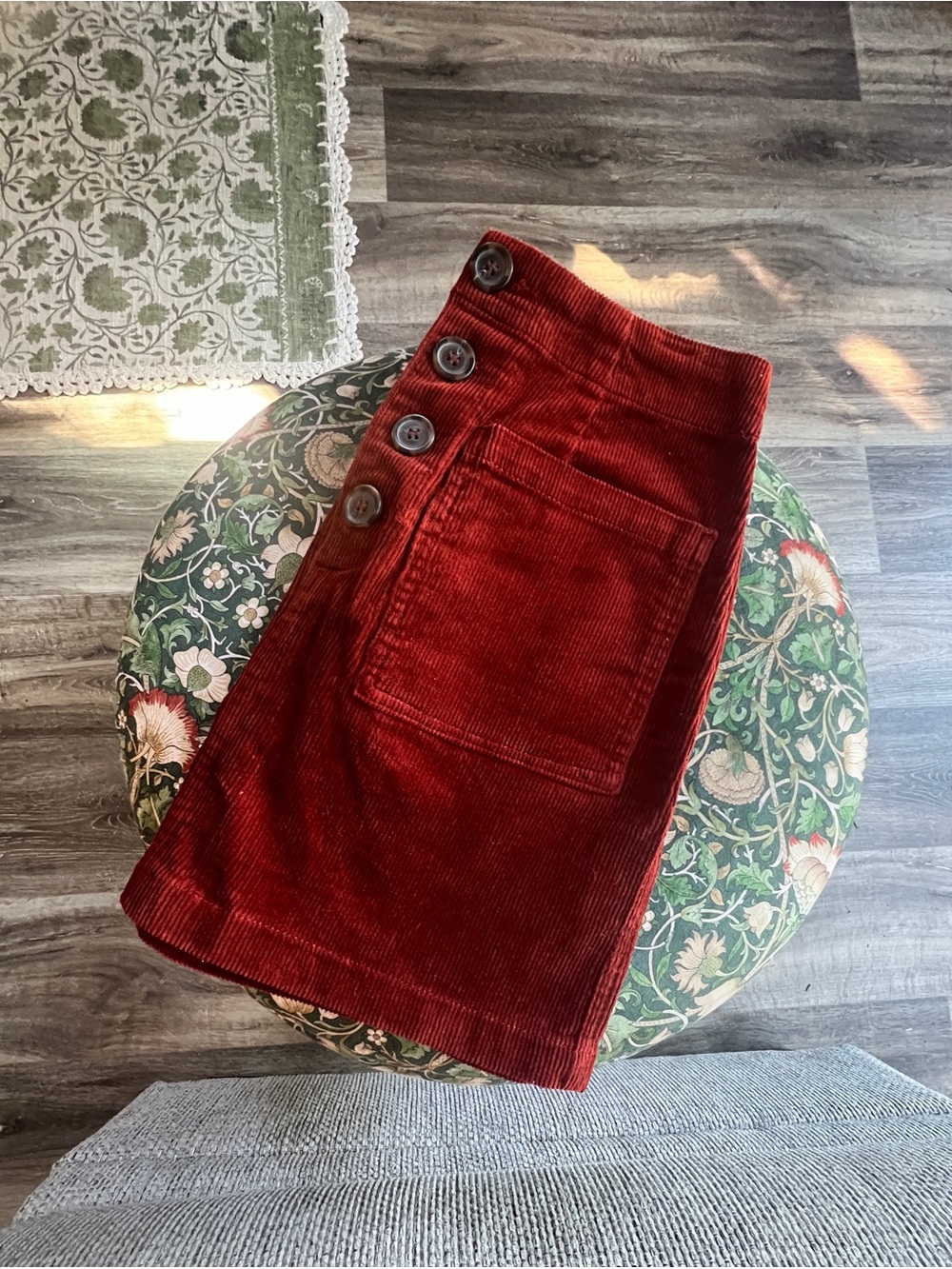 Lovetree Women's Red Corduroy Button-Front Skirt